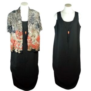 Studio I Black Tan 2pc Maxi Dress Sz 18